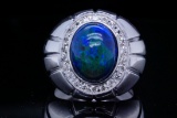 5.00ct Black Opal, 0.40ctw Diamond and 18K Ring