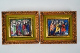 Lot of (2) Religious Enamel on Copper Panels