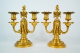 Pair of Vintage French Empire-Style Bronze Candelabra