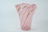 1940s Italian Murano Latticino Art Glass Vase