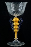 Venetian Hand-Blown Art Glass Goblet