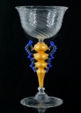 Venetian Hand-Blown Art Glass Goblet