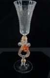 Venetian Hand-Blown Art Glass Trionfo Goblet