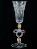 Venetian Hand-Blown Etched Glass with Dragon Handles