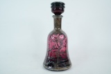 Antique Hand-Blown Ruby Glass Silver Overlay Decanter