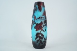 Cameo Glass Bud Vase with Leaf and Blossom Design