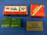 Full vintage box of 20 Sears 30-cal. carbine cartridges Two boxes of 50 Federal .22 cal. blanks One