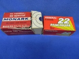 Full box of 50 Federal 22 win. mag 50 gr. jacketed hollow-point cartridges Full vintage box of 50