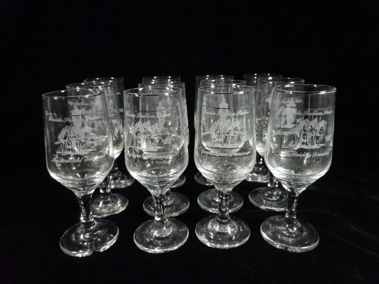 12 PC CRYSTAL STEMWARE, COLLECTIBLES FROM CALDER RACE TRACK, INCLUDES 2 EAC