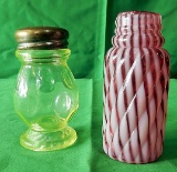 Two Early Glass Salt Shakers