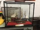 USS Constitution Model with Lighted Case