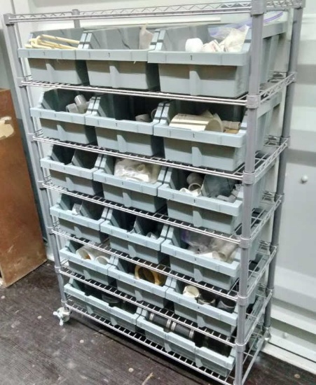 Rolling Storage Cart w/ Bin & Contents
