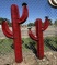 Metal Art - Pair of Tall Red Cactus