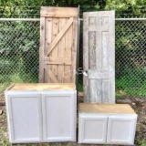 (2) Wooden Doors & (2) Cabinets