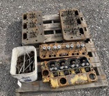 (4) Engine Heads w/ Bucket of Pistons & Springs