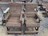 (2) Wooden Bar Height Deck Chairs