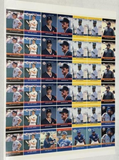 Uncut Baseball Card Sheet