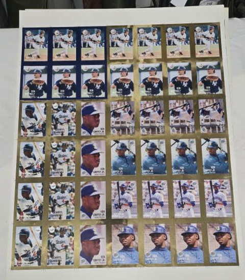 Uncut Baseball Card Sheet