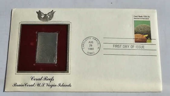 Coral Reefs First Day of Issue Gold Stamp Replica