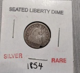 1854 Seated Liberty Dime