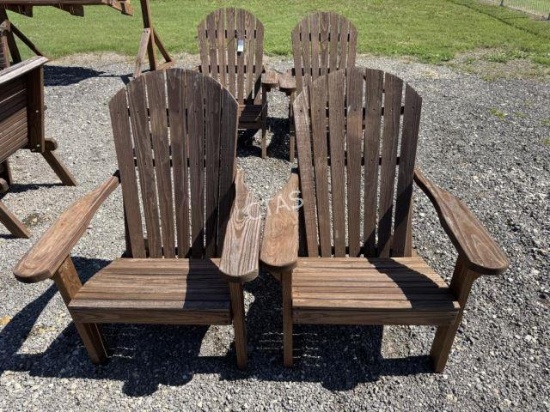 Pair of Outdoor Adirondack Wood Folding Chairs
