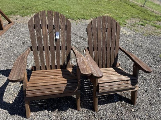 Pair of Outdoor Adirondack Wood Folding Chairs