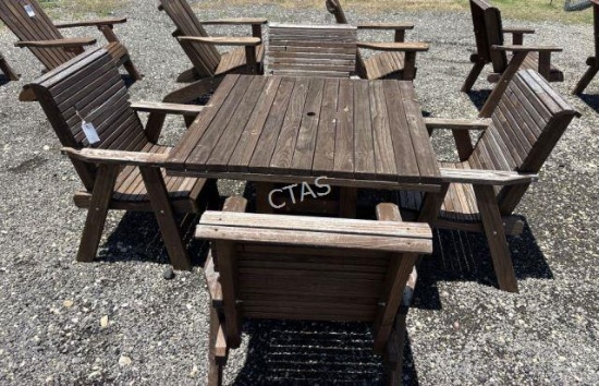 Outdoor Wood Table w/ 4 Chairs