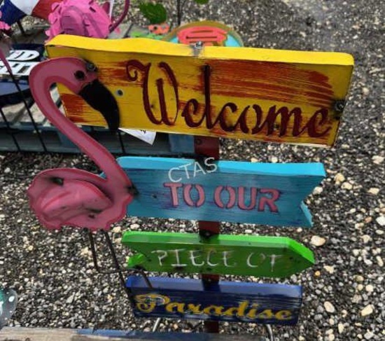 Metal Art  - Flamingo - Welcome to Paradise