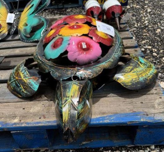 Metal Art  - Sea Turtle & Flowers