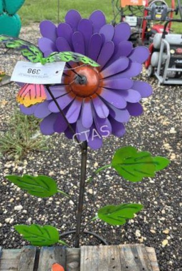 Metal Art  - Purple Flower with Hummingbird