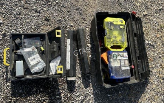 Welding Rods, Tool Box w/ Misc Tools & Ryobi Bit