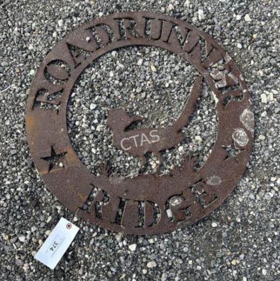 Wrought Iron Road Runner Ridge Sign