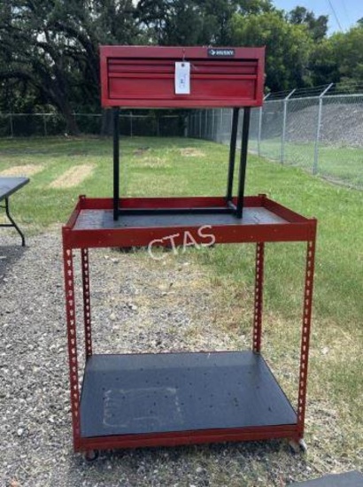 Husky Tool Box w/ 2-Drawers on Rolling Cart Stand