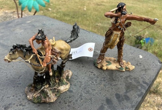 (2) Indian Statue w/Bow & Arrows