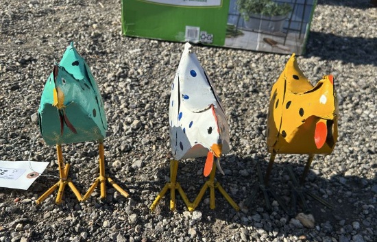 (3) Metal Art - Small Polka Dot Hens