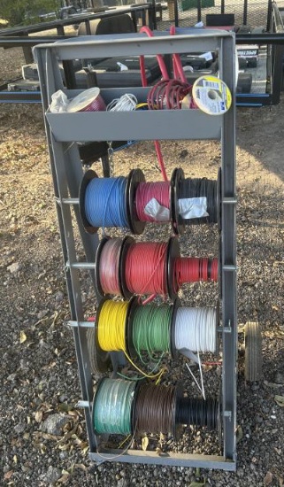 Uline Mobile Wire Spool Cart w/Rolls of THWN Wire