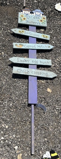 Custom Wood Art - Garden Bunny's Sign, Sunflowers,