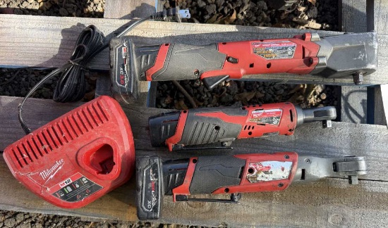 (3) Milwaukee 3/8" Right Angle Impact Wrenches