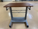 ROLLING CART WITH METAL BASE AND WOOD GRAIN TOP