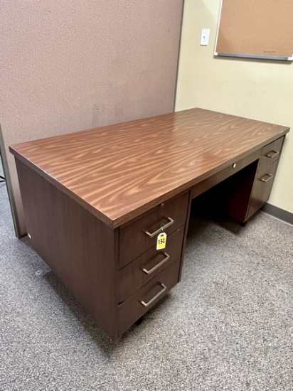 B- Wooden and Laminate Five Drawer Office Desk