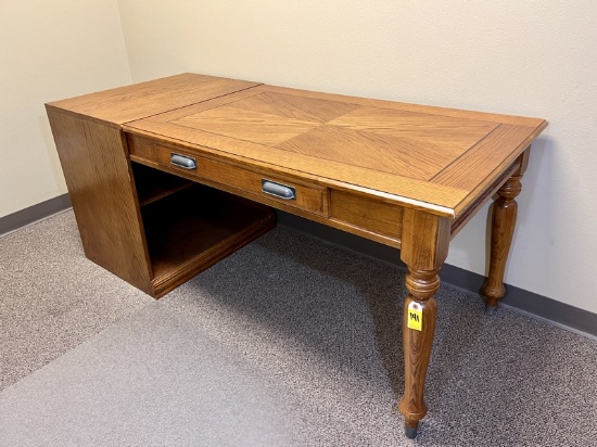 B- Oak Desk with Side Under Storage