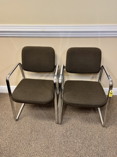 B- Upholstered and Chrome Office Chairs; 2 Pcs