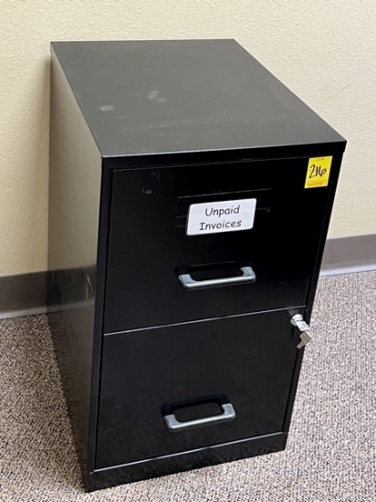 B- Metal Two Drawer Filing Cabinet with Key