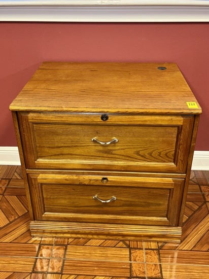 B- Oak Two Drawer Lateral Filing Cabinet