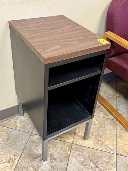 B- Metal Storage Cabinet with Wooden Grain Laminate Top