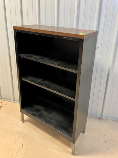 B- Metal Storage Cabinet with Wooden Grain
