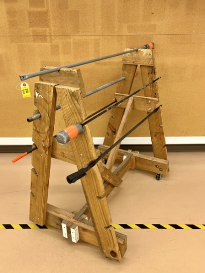 A- Handmade Wooden A Frame Wire Rack on Locking Casters