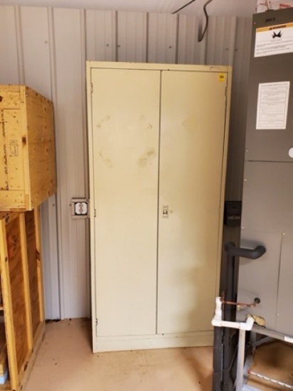 C- Metal Double Door Storage Cabinet with Ventilated Shelves