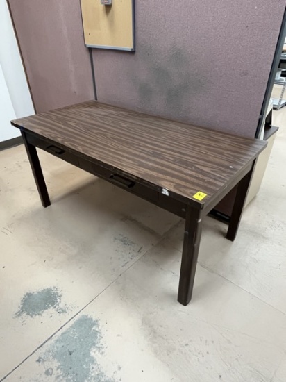 C- Two Drawer Desk with Laminate Top and Wooden Base