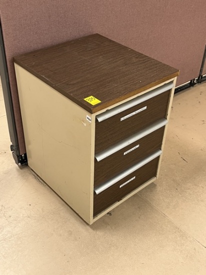 C- Three Drawer Metal Cabinet with Laminate Top